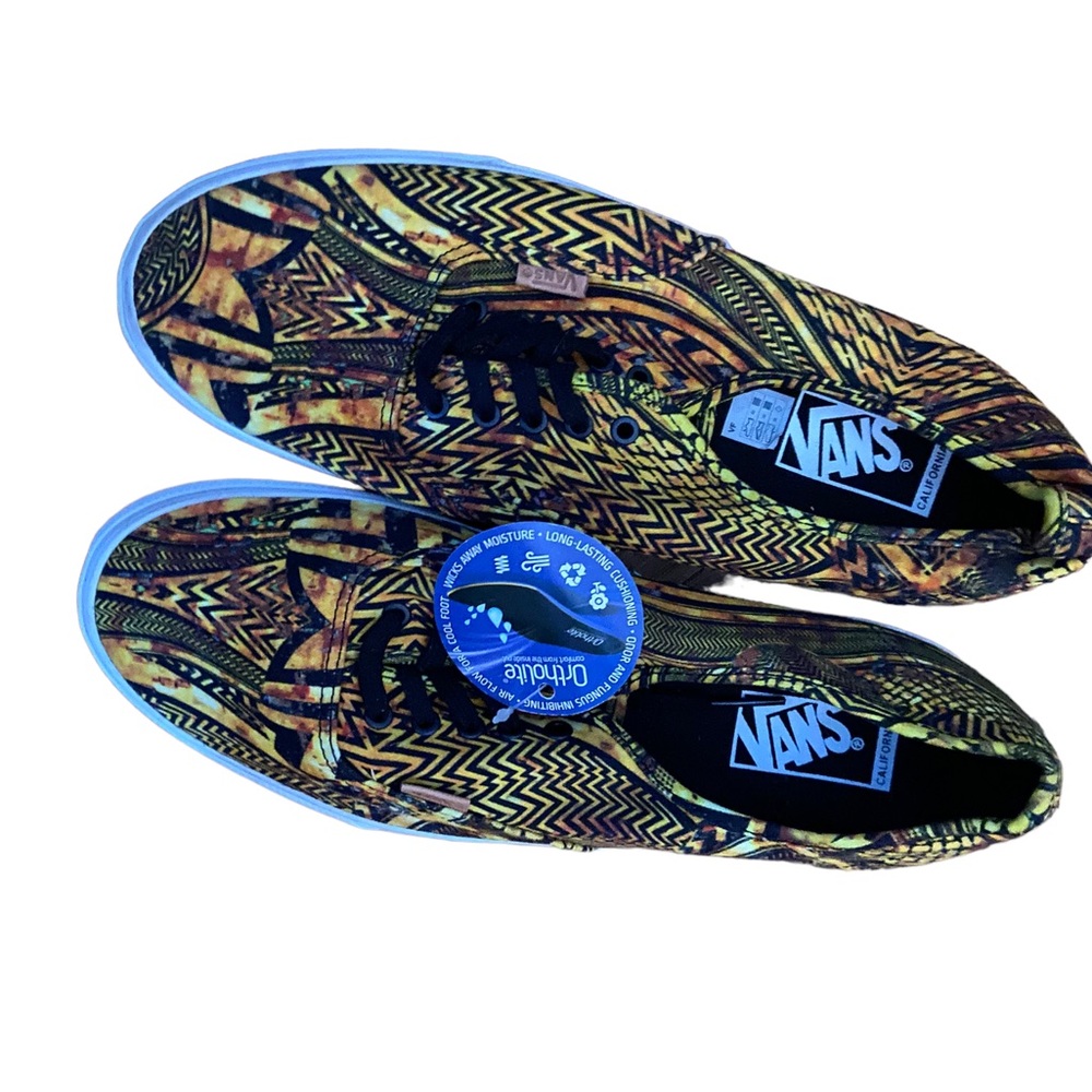 Vans Yellow & Black Tribal Print California Skater Size 11 Sneakers.